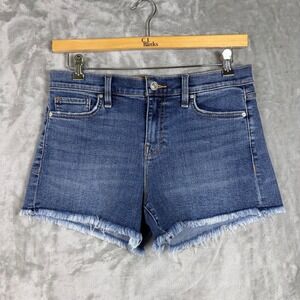 Hudson Gemma Denim Shorts 28 Frayed Raw Hem Blue Mid Rise Distressed Summer